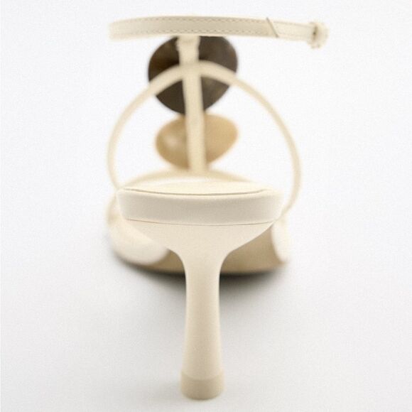 Zara LEATHER MID-HEIGHT HEEL SANDALS New - Picture 5 of 8